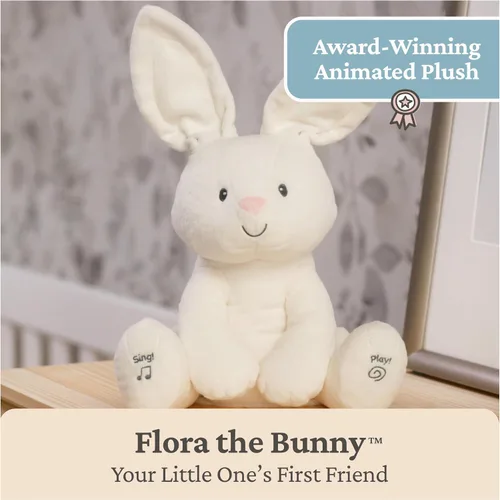 Miniatura 8 de GUND - Baby Flora, el conejo animado de peluche, juguete de animal de peluche que canta para edades de 0 años en adelante, crema, 12 pulgadas