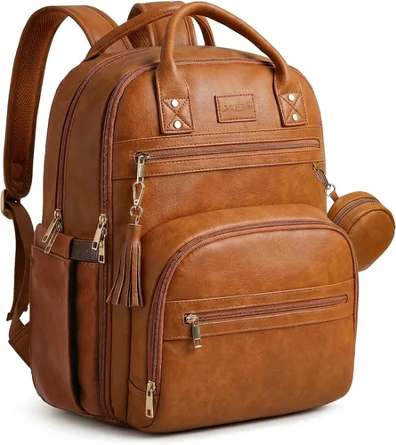 Miniatura 12 de ROSEGIN Mochila para pañales de cuero vegano de alta calidad con cambiador impermeable, cremalleras reforzadas y sin olor, organizador profesional