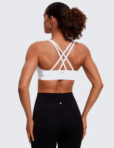 Miniatura 5 de CRZ YOGA Brasier deportivo con tirantes delgados para mujer, para fitness o ejercicio físico, brasier con relleno y espalda cruzada para yoga