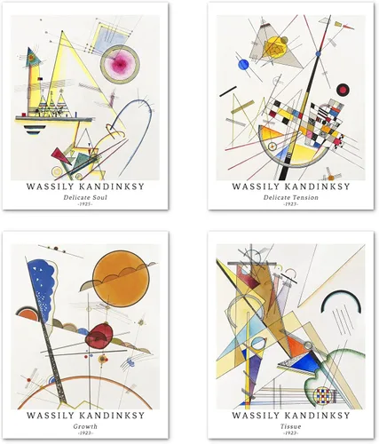 Miniatura 15 de Juego de 4 impresiones artísticas sin marco, arte giclée de 11 x 14 pulgadas, arte geométrico abstracto, decoración de oficina, estética colorida
