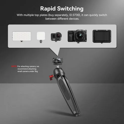 Miniatura 7 de SMALLRIG Placa de liberación rápida HawkLock Mini Adaptador de montaje de cámara de liberación rápida con tornillo de 1/4 pulgadas, para abrazadera