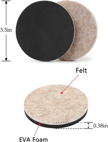 Miniatura 2 de Deslizadores de fieltro para muebles, pisos de madera dura, 16 piezas de 3.5 pulgadas, deslizadores de fieltro resistentes, superficies duras, mueve