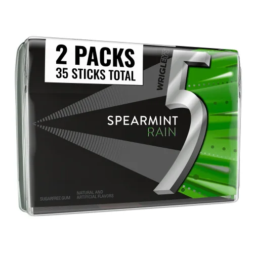 5 GUM Goma de mascar Spearmint Rain sin azúcar, paquete de 35 barras
