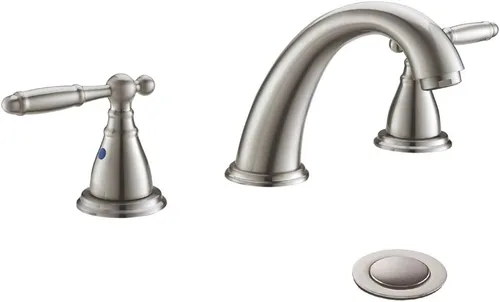 Miniatura 12 de Phiestina Grifo de baño cromado de 8 pulgadas y 3 agujeros con drenaje desplegable de metal, grifo de lavabo de baño sin Lesd, WF008-4-C Cromo