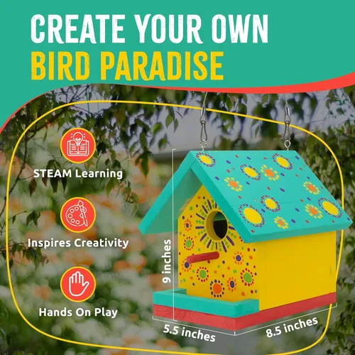 Miniatura 3 de Kit de casa para pájaros SparkJump Jr, casa de madera de cedro para bricolaje para exteriores con pintura, divertido para niños y adultos, kit