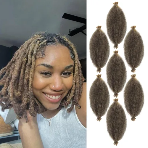 Miniatura 61 de 3 paquetes de cabello trenzado Marley Twist de 8 pulgadas, cabello afro twist elástico preseparado para rastas suaves de imitación, cabello
