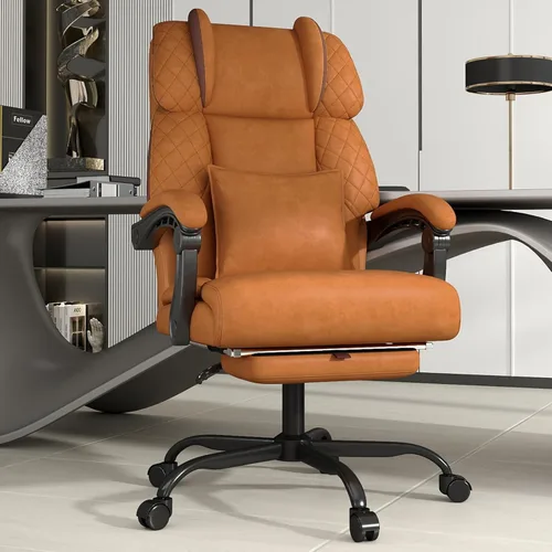 Silla de oficina con reposapiés, silla de escritorio ejecutiva de respaldo alto de 400 libras, reclinable de 155°, almohada de soporte lumbar,