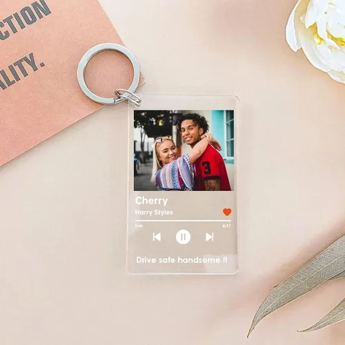 Miniatura 4 de Llavero de fotos acrílico personalizado, llavero de música Spotify personalizado con código escaneable, regalo para parejas, amigos, regalo para él
