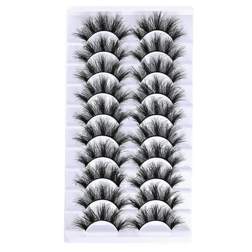 Miniatura 8 de FARRED Pestañas postizas Wispy, pestañas postizas esponjosas 10 pares, pestañas de muñeco de visón, pestañas Wispy, aspecto natural