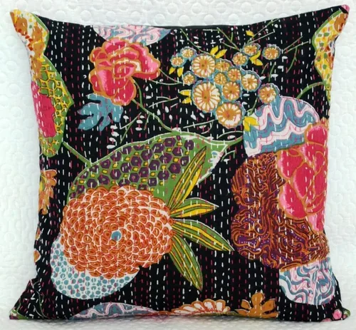 Miniatura 5 de INDACORIFIE Kantha Cushion Cover Decorative Pillow Cover Handmade Kantha Cushion 16x16 Pillow Cover Ethnic case Cover Indian Cushions Cover (Pink)