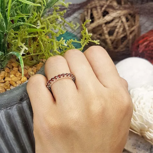 Miniatura 2 de Dazzlingrock Collection Anillo de boda apilable de eternidad con piedras preciosas o diamantes redondos para mujer en oro