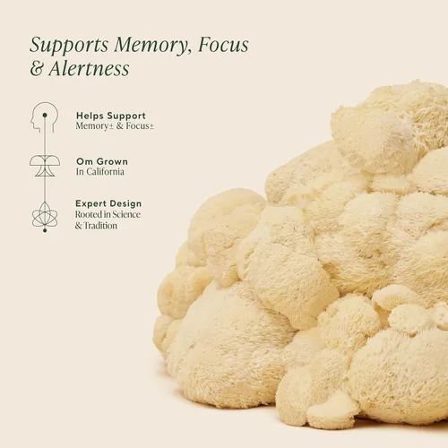 Miniatura 4 de Om Lion's Mane - Cápsulas de hongos orgánicos y nootrópicos - Suplementos cerebrales para la memoria y la concentración, 180 unidades (60 porciones)