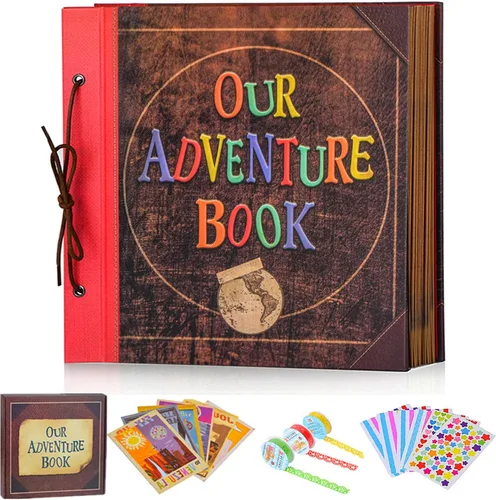 Nuestro Libro de Aventuras de 12 x 12 pulgadas, Álbum de Recortes Grande Hecho a Mano, Libro de Recortes de Viaje, 60 páginas, álbum DIY para