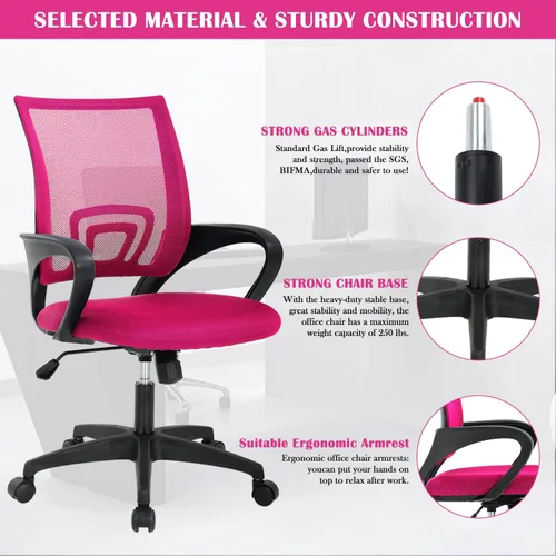 Miniatura 6 de Silla de escritorio ergonómica, silla de oficina de malla para computadora con soporte lumbar y reposabrazos, silla de trabajo ajustable
