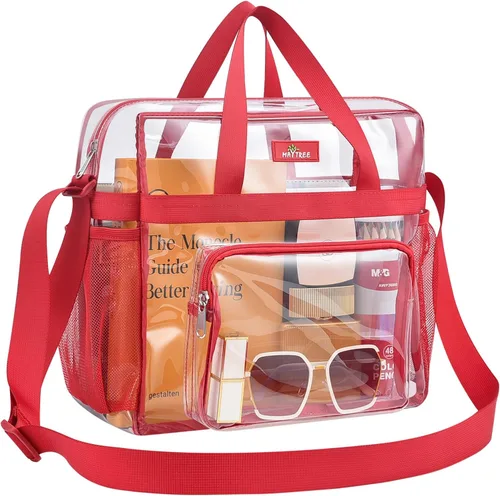 Miniatura 59 de MAY TREE Bolsa transparente para eventos en estadios de 12 x 6 x 12 pulgadas, bolsa de almuerzo transparente con correas reforzadas para trabajo