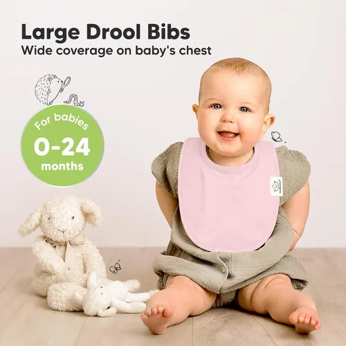 Miniatura 2 de Paquete de 8 baberos orgánicos para niños y niñas, baberos de algodón suave para babear y dentición para bebés niñas y niños, extra absorbentes