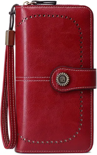 Miniatura 12 de VONCOSS Cartera larga con cremallera alrededor de las mujeres de gran capacidad, para tarjetas de crédito, soporte para teléfono, embrague