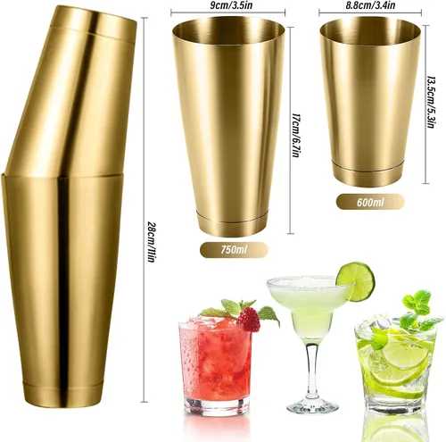 Miniatura 8 de Coctelera de acero inoxidable sin fugas, coctelera de bebidas de 15.69 onzas, mezclador profesional de margarita, coctelera de acero inoxidable