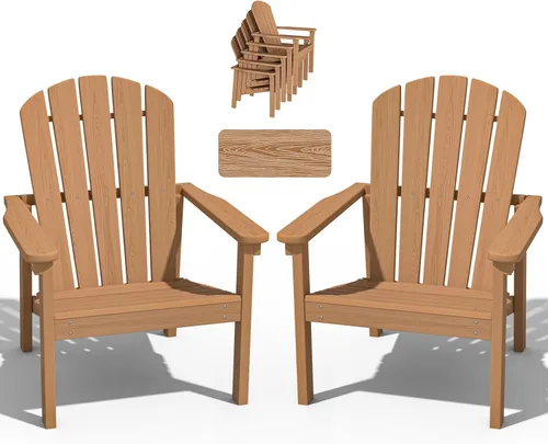 Miniatura 12 de nevilywood Sillas Adirondack compactas apilables, sillas de patio de polietileno de alta densidad de 26.3 pulgadas de ancho, duraderas, diseño que