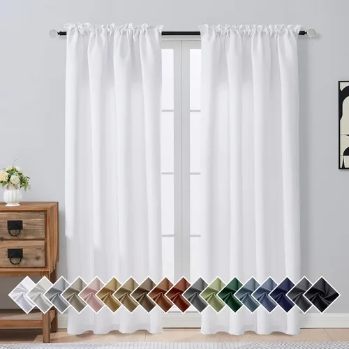 Miniatura 106 de OVZME Cortinas opacas turquesa para tratamiento de ventanas pequeñas, cortinas cortas con bloqueo de luz para ventana de cocina sobre el fregadero