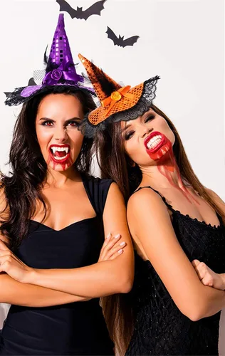 Miniatura 5 de Dzrige Sombrero de bruja de Halloween, diadema de plumas de bruja con ribete de encaje, accesorio para la cabeza para fiesta de Halloween, cosplay