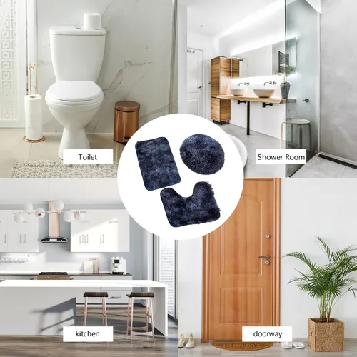 Miniatura 3 de Juego de alfombras de baño de 3 piezas, alfombra de baño ultra suave antideslizante, alfombra de baño de felpilla absorbente, alfombra lavable, Café