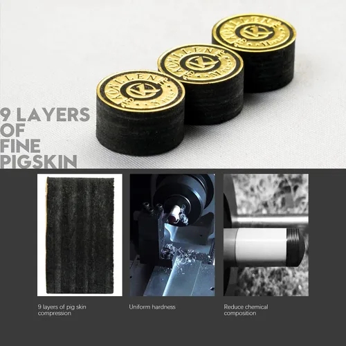 Miniatura 4 de KONLLEN Billar de billar de billar de 0.551 in, 8 capas de piel para taco profesional, accesorios de billar duraderos Tip-M-9 capas
