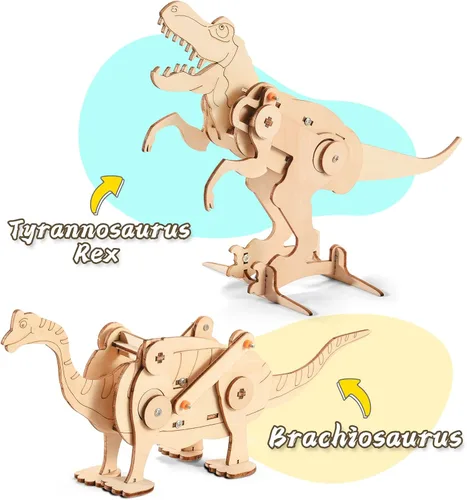 Miniatura 4 de Kits STEM de dinosaurios para niños de 8 a 10 a 12 años, juguetes de construcción de madera 4 en 1 para niños de 8 a 12 años, kit de carpintería