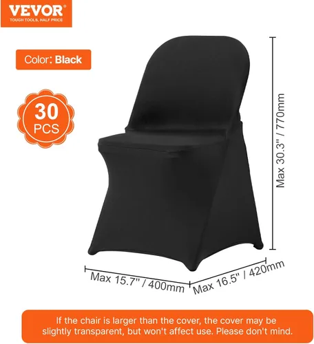 Miniatura 165 de VEVOR 150 fundas blancas para sillas de poliéster y elastano, fundas elásticas para bodas, fiestas, comedor, banquetes, sin pinzas, 150