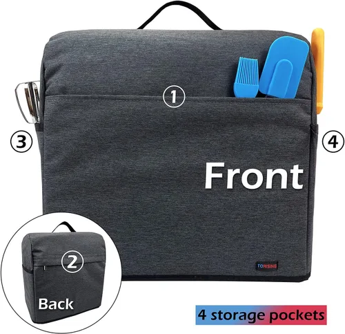 Miniatura 3 de Funda a prueba de polvo para batidora de pie, con bolsa organizadora para mezcladora Kitchenaid, múltiples bolsillos para varios accesorios de Negro