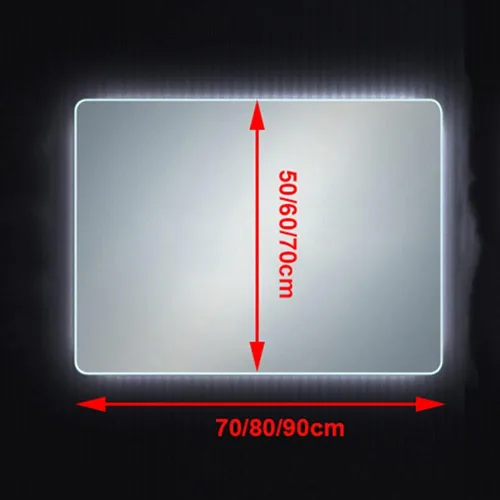Miniatura 7 de Espejo de maquillaje rectangular sin marco, espejo de baño LED de tacto inteligente, luz blanca, espejo de pared horizontal/vertical, pantalla