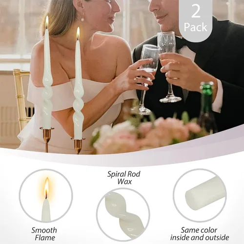 Miniatura 8 de Velas cónicas torcidas blancas de 10 pulgadas, elegantes velas en espiral para decoración de primavera, mesa de Pascua, día de la madre, sin goteo