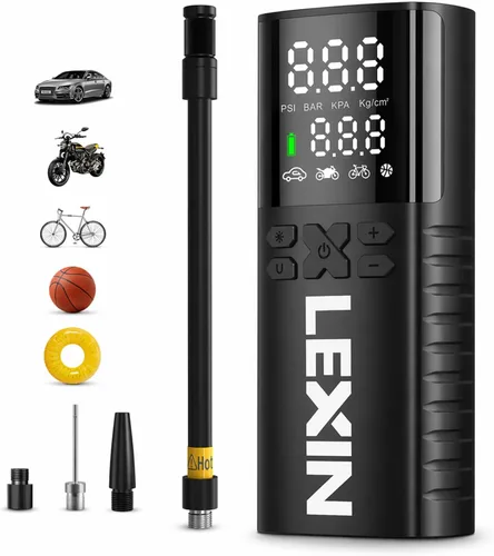 LEXIN P4 Inflador de neumáticos, compresor de aire portátil, bomba de aire eléctrica de 150 PSI para neumáticos de automóvil, con medidor de presión