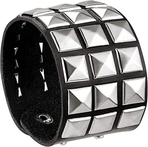 Miniatura 7 de eYLun Pulsera de cuero para hombres y mujeres, pulseras punk, pulsera ajustable de roca, 2 piezas