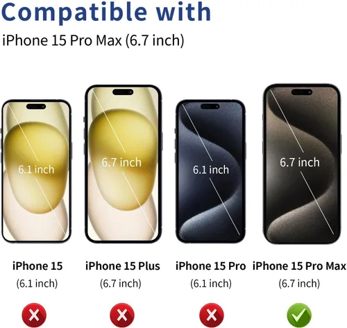 Miniatura 2 de ACANDYA Funda protectora transparente para iPhone 15 Pro Max con tarjetero de crédito, protección resistente, a prueba de golpes, antiarañazos