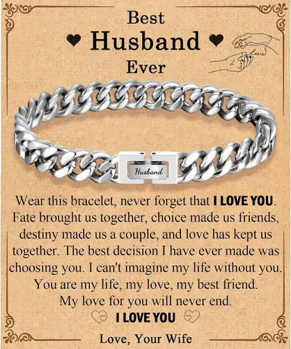 Miniatura 13 de Regalos para papá, hijo, nieto, tío sobrino, hermano, marido, novio, regalos para hombres y niños, pulsera de eslabones de cadena cubana, regalos