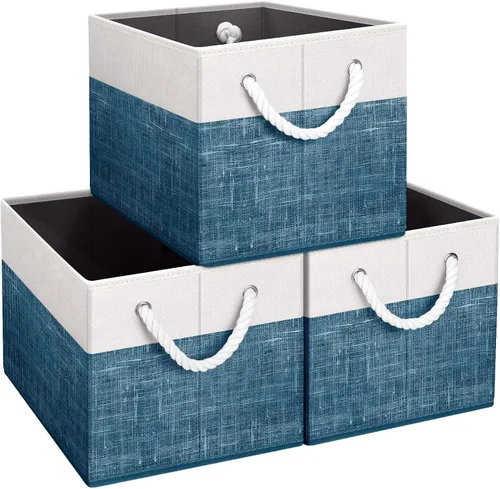 Miniatura 12 de Fab totes Contenedores de almacenamiento [2 unidades], cestas de almacenamiento plegables para organizar juguetes, libros, estantes, armario, caja