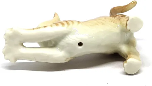 Miniatura 8 de Figura coleccionable en miniatura de cerámica marrón lindo gato estatuilla casa de muñecas hecha a mano