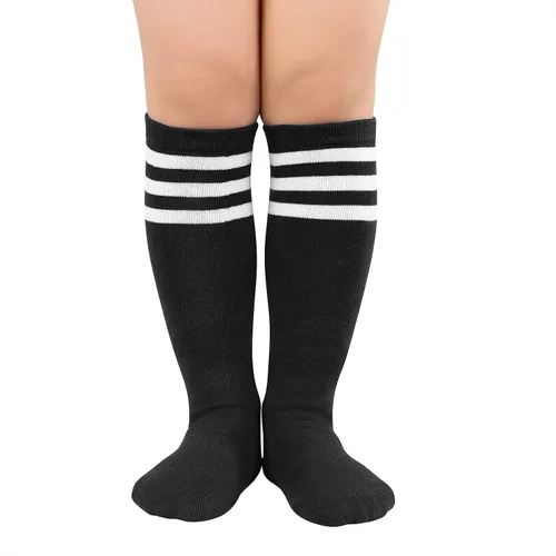 Miniatura 2 de American Trends Calcetines de fútbol para niños, calcetines de tubo alto hasta la rodilla para niños y niñas, calcetines deportivos largos a rayas