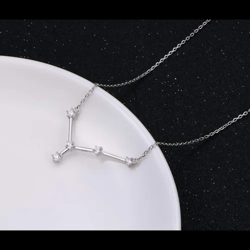 Miniatura 3 de Dije de astrología en plata esterlina de 925 con circonias cúbicas, 12 constelaciones de los signos del horóscopo. Regalo de cumpleaños para mujeres