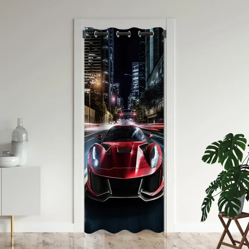 Miniatura 8 de Cortinas opacas para puerta de auto deportivo para puertas, juego deportivo de carreras de velocidad 3D, para armario de dormitorio de niños, ojales