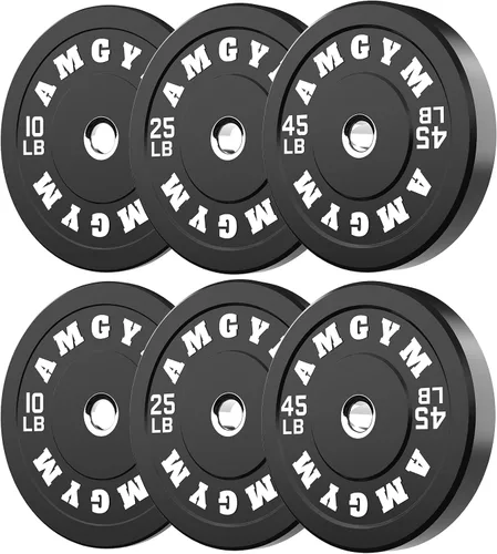 Miniatura 28 de Discos de peso olímpicos de 2 pulgadas y caucho para barras, discos para gimnasio en casa, entrenamiento de fuerza y levantamiento de pesas, 10 a