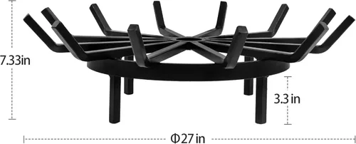 Miniatura 2 de AMAGABELI GARDEN & HOME Rejilla para Fogata Redonda de 27 Pulgadas, Rejilla de Troncos para Chimenea, Soporte de Acero Sólido para Quemar Leña