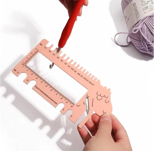 Miniatura 3 de Yarn Ave Agujas de tejer tamaño calibre gancho de ganchillo regla de medida DIY accesorios de tejer (lila)