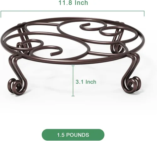 Miniatura 7 de Yimobra Paquete de 2 soportes para macetas resistentes para macetas para interiores y exteriores, metal a prueba de óxido, contenedor de jardín