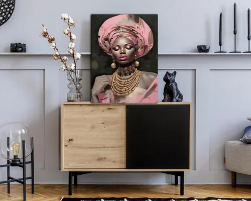 Miniatura 188 de Arte de pared afroamericano, decoración de rey y reina bailarín negro para sala de estar, arte de pareja de amor negro para dormitorio, lienzo
