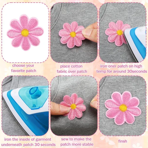 Miniatura 6 de Tigeen 60 parches de flores para planchar con bonitos parches de flores para coser en apliques bordados, parches de costura para bolsos, chaquetas