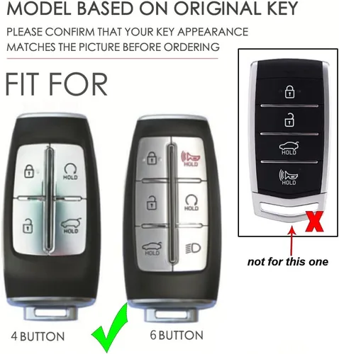 Miniatura 2 de ontto Funda de cuero para llavero de automóvil con llavero compatible con Hyundai Genesis G80 2017-2020, Negro