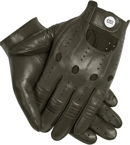 GSG Guantes de cuero genuino para hombre de piel de oveja negros para conducir en bicicleta con pantalla táctil, guantes de motocicleta sin forro