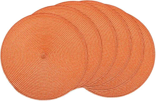 Miniatura 36 de AHHFSMEI Juego de 6 manteles individuales redondos trenzados de 15 pulgadas para mesas de comedor, tejido natural, resistentes al calor, color azul